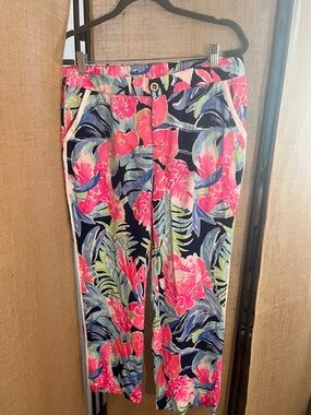Lilly Pulitzer Navy, Hot Pink & Green Floral Pull-On Pants